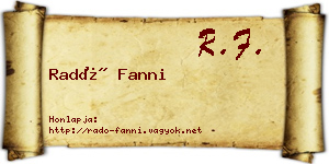 Radó Fanni névjegykártya